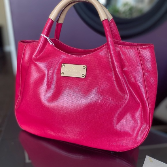 kate spade Handbags - Kate Spade Fuchsia Tote with Gold Accents